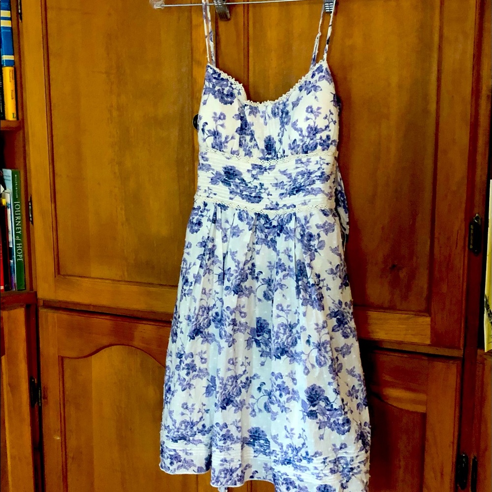 NWT Ivory sun dress with purple flowers